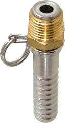 SuperKlean - 1/2 NPT x 5/8" Hose Barb, Swivel Hose Adapter - Brass & Stainless Steel - Exact Tool & Supply