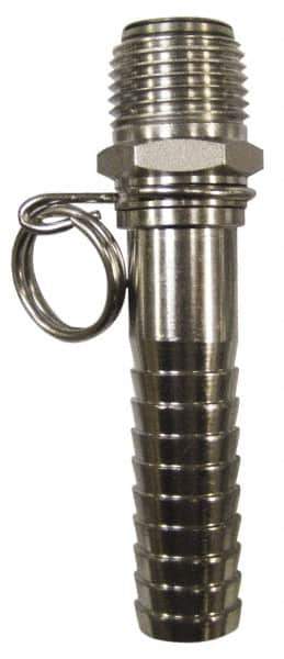 SuperKlean - NPT x 5/8" Hose Barb, Swivel Hose Adapter - Stainless Steel - Exact Tool & Supply