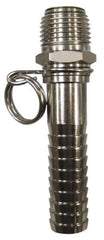 SuperKlean - NPT x 5/8" Hose Barb, Swivel Hose Adapter - Stainless Steel - Exact Tool & Supply