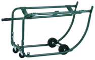 Drum Cradle - 1"O.D. x 14 Gauge Steel Tubing - For 55 Gallon drums - Bung Drain 18-7/8" off floor - 5" Rubber wheels - 3" Rubber casters - Exact Tool & Supply