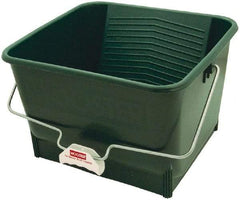 Wooster Brush - 4 Gal, 9" High, Polypropylene Square Green Single Pail - Handle Included, 13-1/2" Top Length x 15" Top Width - Exact Tool & Supply
