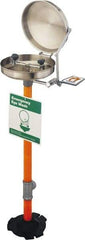 PRO-SAFE - Pedestal Mount, Stainless Steel Bowl, Eyewash Station - 1/2" Inlet, 30 psi Flow, 0.4 GPM Flow Rate - Exact Tool & Supply