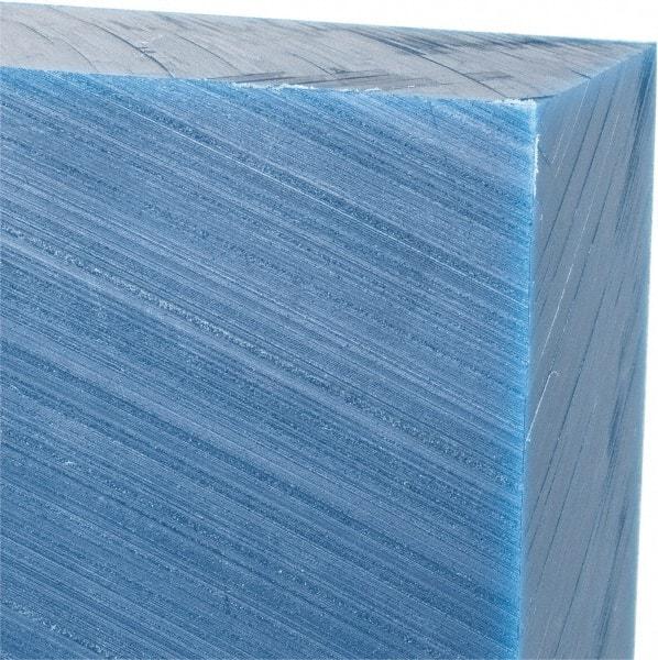 Made in USA - 1-1/2" Thick x 12" Wide x 1' Long, Polyethylene (UHMW) Sheet - Blue, Glass-Filled Grade - Exact Tool & Supply