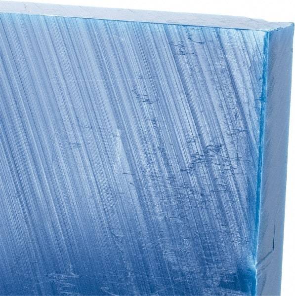 Made in USA - 3/4" Thick x 12" Wide x 2' Long, Polyethylene (UHMW) Sheet - Blue, Glass-Filled Grade - Exact Tool & Supply
