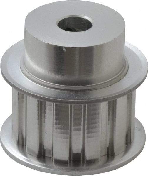 Power Drive - 12 Tooth, 3/8" Inside x 1.402" Outside Diam, Hub & Flange Timing Belt Pulley - 3/4" Belt Width, 1.432" Pitch Diam, 1" Face Width, Aluminum - Exact Tool & Supply