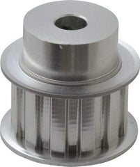 Power Drive - 12 Tooth, 3/8" Inside x 1.402" Outside Diam, Hub & Flange Timing Belt Pulley - 3/4" Belt Width, 1.432" Pitch Diam, 1" Face Width, Aluminum - Exact Tool & Supply