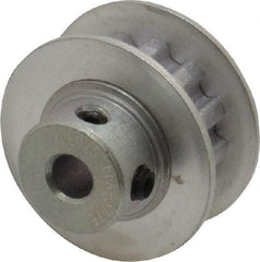 Power Drive - 12 Tooth, 3/16" Inside x 0.744" Outside Diam, Hub & Flange Timing Belt Pulley - 1/4" Belt Width, 0.764" Pitch Diam, 0.438" Face Width, Aluminum - Exact Tool & Supply