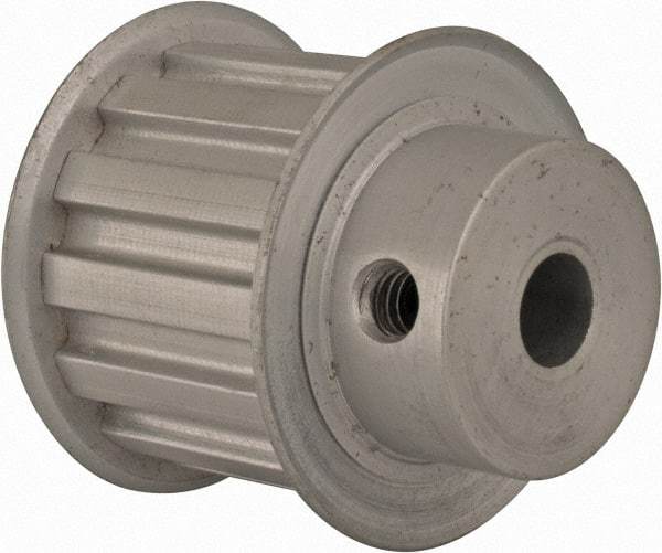 Power Drive - 13 Tooth, 3/8" Inside x 1.522" Outside Diam, Hub & Flange Timing Belt Pulley - 1" Belt Width, 1.552" Pitch Diam, 1-1/4" Face Width, Aluminum - Exact Tool & Supply