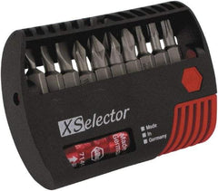 Wiha - 11 Piece, 1/4" Drive Screwdriver Insert Bit Set - #0 to #3 Phillips, T10 to T20 Torx, 5.5, 6.5 & 8mm Slotted - Exact Tool & Supply