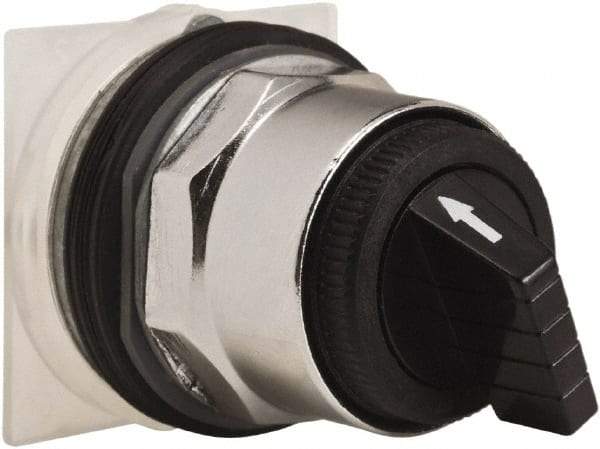 Schneider Electric - 30mm Mount Hole, 4 Position, Knob and Pushbutton Operated, Selector Switch Only - Black, Maintained (MA), without Contact Blocks, Weatherproof and Dust and Oil Resistant - Exact Tool & Supply