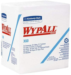 WypAll - X60 1/4 Fold Shop Towel/Industrial Wipes - Poly Pack, 12-1/2" x 12" Sheet Size, White - Exact Tool & Supply