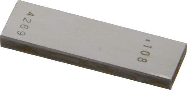 Value Collection - 0.108" Rectangular Steel Gage Block - Accuracy Grade AS-1, Includes NIST Traceability Certification - Exact Tool & Supply
