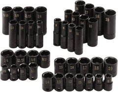 SK - 40 Piece 3/8" Drive Standard Socket Set - 6 Points, 5/16 to 3/4", 8 to 19mm, Inch/Metric Measurement Standard - Exact Tool & Supply