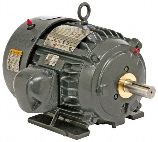 US Motors - 15 hp, TEFC Enclosure, No Thermal Protection, 1,775 RPM, 575 Volt, 60 Hz, Three Phase Premium Efficient Motor - Size 254 Frame, Rigid Mount, 1 Speed, Ball Bearings, 14.5 Full Load Amps, F Class Insulation, Reversible - Exact Tool & Supply