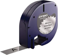 Dymo - 1/2" Wide x 156" Long, Black on Silver Metallic Tape - For DYMO Letratag Printers - Exact Tool & Supply