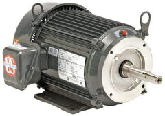 US Motors - 7-1/2 hp, TEFC Enclosure, No Thermal Protection, 3,510 RPM, 208-230/460 Volt, 60 Hz, Three Phase Standard Efficient Motor - Size 213 Frame, Rigid Mount, 1 Speed, Ball Bearings, 20.6-18.7/9.3 Full Load Amps, F Class Insulation, Reversible - Exact Tool & Supply