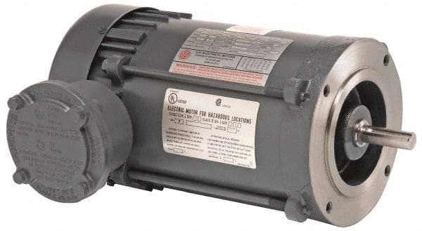 US Motors - 2 hp, TEFC Enclosure, No Thermal Protection, 1,735 RPM, 230/460 Volt, 60 Hz, Three Phase Standard Efficient Motor - Size 145 Frame, C-Face/Base Mount, 1 Speed, Ball Bearings, 6.2/3.1 Full Load Amps, B Class Insulation, Reversible - Exact Tool & Supply