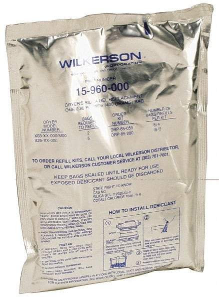 Wilkerson - Replacement Desiccant Kit with 15 Bags - For Use with Multiple Recharge for X03, X04 & X25 Dryer - Exact Tool & Supply