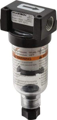 Wilkerson - 1/4" Port Coalescing Filter - Polycarbonate Bowl, Manual Drain, 150 Max psi, 1.69" Wide x 4.21" High - Exact Tool & Supply