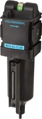 Wilkerson - 1/4" Port Coalescing Filter - Cast Aluminum Bowl, Manual Drain, 150 Max psi, 0.01 Micron Rating, 8.23" Long x 2.36" Wide x 8.23" High - Exact Tool & Supply