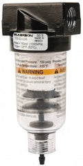 Wilkerson - 1/4" Port, 4.26" High x 1.69" Wide, Miniature FRL Filter with Polycarbonate Bowl & Piston Drain - 24 SCFM, 150 Max psi, 125°F Max - Exact Tool & Supply