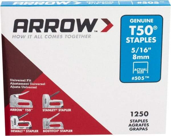 Arrow - 3/8" Wide High Carbon Steel Heavy-Duty Staples - 5/16" Leg Length - Exact Tool & Supply