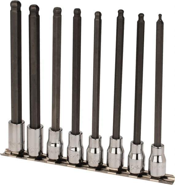 SK - 8 Piece 3/8" Drive Metric Ball Hex Bit Socket Set - 3 to 10mm Hex - Exact Tool & Supply