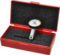 Starrett - 0.01 Inch Range, 0.0001 Inch Dial Graduation, Horizontal Dial Test Indicator - 1-3/8 Inch White Dial, 0-5-0 Dial Reading - Exact Tool & Supply