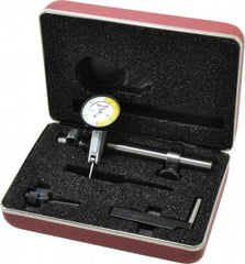 Starrett - 7 Piece, 0" to 0.06" Measuring Range, 1-3/8" Dial Diam, 0-15-0 Dial Reading, White Dial Test Indicator Kit - 13/16" Contact Point Length, 2mm Ball Diam, 0.0005" Dial Graduation - Exact Tool & Supply