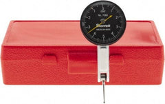 Starrett - 0.01 Inch Range, 0.0001 Inch Dial Graduation, Horizontal Dial Test Indicator - 1-3/8 Inch Black Dial, 0-5-0 Dial Reading - Exact Tool & Supply