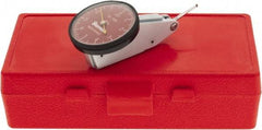 Starrett - 0.01 Inch Range, 0.0001 Inch Dial Graduation, Horizontal Dial Test Indicator - 1-3/8 Inch Red Dial, 0-5-0 Dial Reading - Exact Tool & Supply