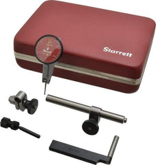 Starrett - 7 Piece, 0" to 0.03" Measuring Range, 1-3/8" Dial Diam, 0-15-0 Dial Reading, Red Dial Test Indicator Kit - 13/16" Contact Point Length, 2mm Ball Diam, 0.0005" Dial Graduation - Exact Tool & Supply
