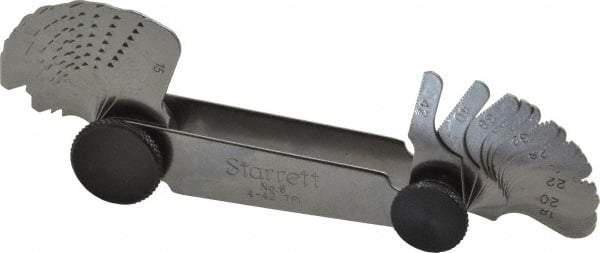 Starrett - 30 Leaf, 4 to 42 TPI Range, Steel Screw Pitch Gage - 60° Thread Angle - Exact Tool & Supply