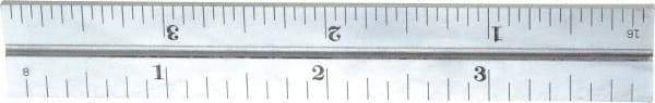 Starrett - 4 Inch Long Blade, 4R Graduation Combination Square Blade - Satin Chrome Finish, Steel, 1/64, 1/32 1/16 and 1/8 Inch Graduation - Exact Tool & Supply