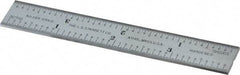 Starrett - 4 Inch Long Blade, 16R Graduation Combination Square Blade - Satin Chrome Finish, Steel, 1/100, 1/64, 1/50 and 1/32 Inch Graduation - Exact Tool & Supply