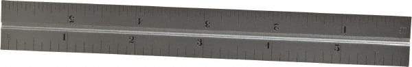 Starrett - 6 Inch Long Blade, 4R Graduation Combination Square Blade - Satin Chrome Finish, Steel, 1/64, 1/32 1/16 and 1/8 Inch Graduation - Exact Tool & Supply