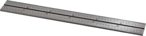 Starrett - 6 Inch Long Blade, 16R Graduation Combination Square Blade - Steel, 1/100, 1/64, 1/50 and 1/32 Inch Graduation - Exact Tool & Supply