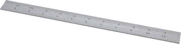 Starrett - 12 Inch Long Blade, 4R Graduation Combination Square Blade - Satin Chrome Finish, Steel, 1/64, 1/32 1/16 and 1/8 Inch Graduation - Exact Tool & Supply