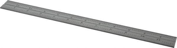 Starrett - 12 Inch Long Blade, 16R Graduation Combination Square Blade - Satin Chrome Finish, Steel, 1/100, 1/64, 1/50 and 1/32 Inch Graduation - Exact Tool & Supply
