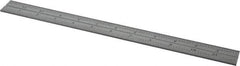 Starrett - 12 Inch Long Blade, 16R Graduation Combination Square Blade - Satin Chrome Finish, Steel, 1/100, 1/64, 1/50 and 1/32 Inch Graduation - Exact Tool & Supply
