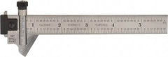 Starrett - 6 Inch Long, 59° Bevel Angle, Ruler Drill Point Gage - 1/32 Inch Bevel x 1/64 to 1/8 Ruler Graduation, Removable and Adjustable Ruler Hook, Depth Gage, Hook Rule, Plain Rule, Slide Caliper Function, Use with Rules 18.7mm Wide by 3/64 Inch Thick - Exact Tool & Supply