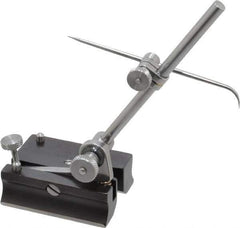 Starrett - 1 Spindle, 4 Inch Spindle Length, Surface Gage - 2 Inch Long x 1-1/2 Inch Wide Base, Hardened Steel - Exact Tool & Supply