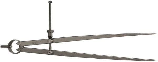 Starrett - 12 Inch Leg, Spring Joint, Steel, Polished, Divider - 12 Inch Max Measurement, 300mm Max Measurement, Flat Leg with Quick Nut Adjustment - Exact Tool & Supply