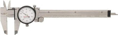Starrett - 0" to 6" Range, 0.001" Graduation, 0.1" per Revolution, Dial Caliper - White Face, 1-1/2" Jaw Length, Accurate to 0.0010" - Exact Tool & Supply