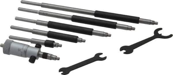 Starrett - 2 to 8", Mechanical Inside Micrometer Set - 0.001" Graduation, Friction Thimble - Exact Tool & Supply