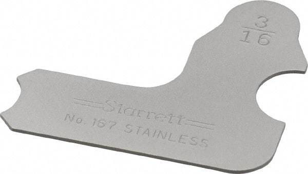 Starrett - 3/16 Inch Radius Gage - Satin Chrome Finish, Stainless Steel - Exact Tool & Supply