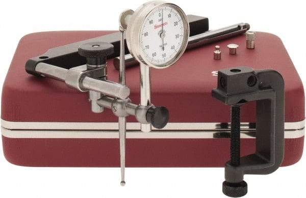 Starrett - 10 Piece, 0" to 0.2" Measuring Range, 1-7/16" Dial Diam, 0-100 Dial Reading, White Dial Test Indicator Kit - 0.001" Dial Graduation - Exact Tool & Supply