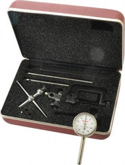 Starrett - 9 Piece, 0.2" Max Measuring, 1-7/16" Dial Diam, 0-100 Dial Reading, White Dial Test Indicator Kit - 0.001" Dial Graduation - Exact Tool & Supply