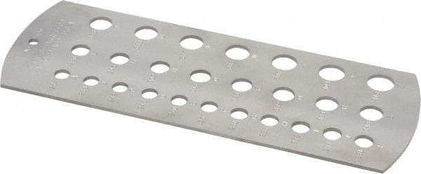 Starrett - 0.234 Inch to 0.413 Inch Hole Size Drill Gage - 6-1/4 Inch Long, 2-5/16 Inch Wide, 26 Holes - Exact Tool & Supply
