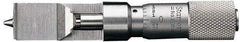 Starrett - 0 to 0.375 Inch Measurement Range, 0.001 Inch Graduation, Satin Coated Stainless Steel, Mechanical Can Seam Micrometer - Flat Spindle - Exact Tool & Supply